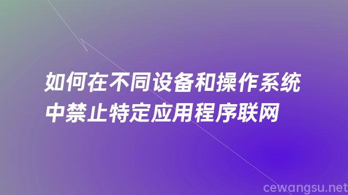 如何在不同设备和操作系统中禁止特定应用程序联网